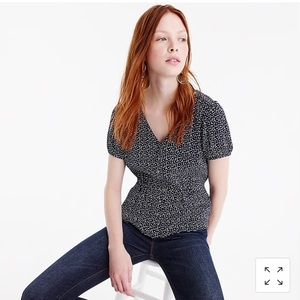 Jcrew button-up peplum top in star print